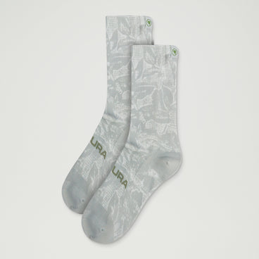 Ltd Grid Floral Print Socks - Mains Grey