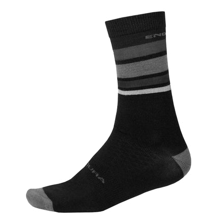 BaaBaa Merino Stripe Socks - Matt Black