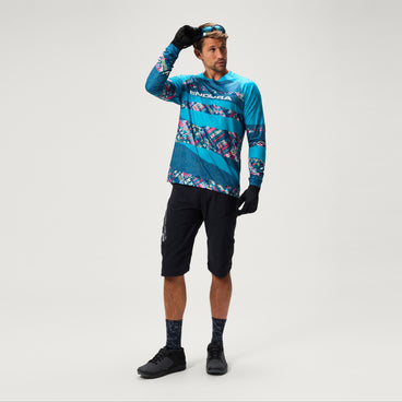 Men's Ltd Patchwork Print L/S Tee - Barra Blue