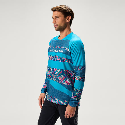 Men's Ltd Patchwork Print L/S Tee - Barra Blue