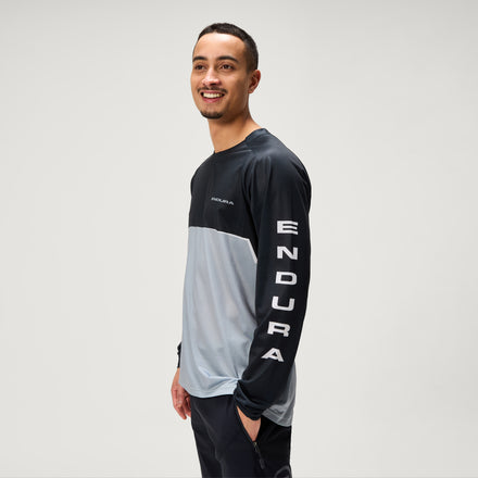 Men's SingleTrack Core Printed L/S Tee - Black