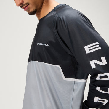 Men's SingleTrack Core Printed L/S Tee - Black