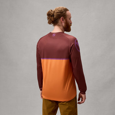 Men's SingleTrack Core Printed L/S Tee - Endura Orange