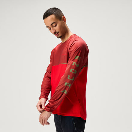 Men's SingleTrack Core Printed L/S Tee - Flame Red