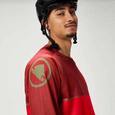 Men's SingleTrack Core Printed L/S Tee - Flame Red