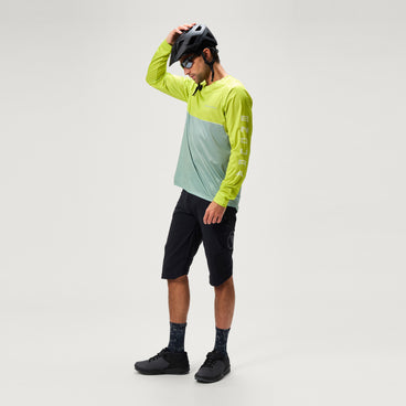 Men's SingleTrack Core Printed L/S Tee - Lime Green