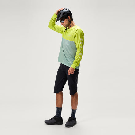 Men's SingleTrack Core Printed L/S Tee - Lime Green