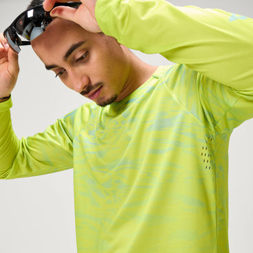Men's Ltd Marble Print L/S Tee - Lime Green