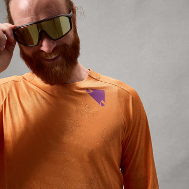 Men's SingleTrack L/S Print Tee - Endura Orange