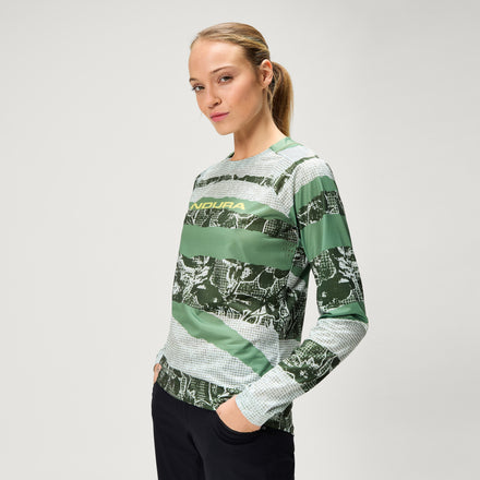 Women's Ltd Patchwork L/S Tee - Machair Green