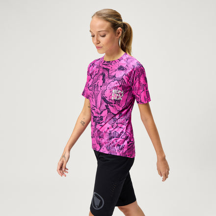 Women's Ltd Grid Floral S/S Tee - Pink Pop