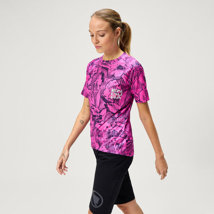 Women's Ltd Grid Floral S/S Tee - Pink Pop